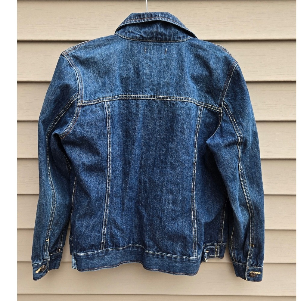 Dressbarn Womens Dark Wash Blue Denim Trucker Jacket 100% Cotton Size Large - Picture 5 of 9
